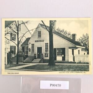 The Cole Shop Oldest Store Williamsburg Virginia Old Postcard B&W 1940s-50s